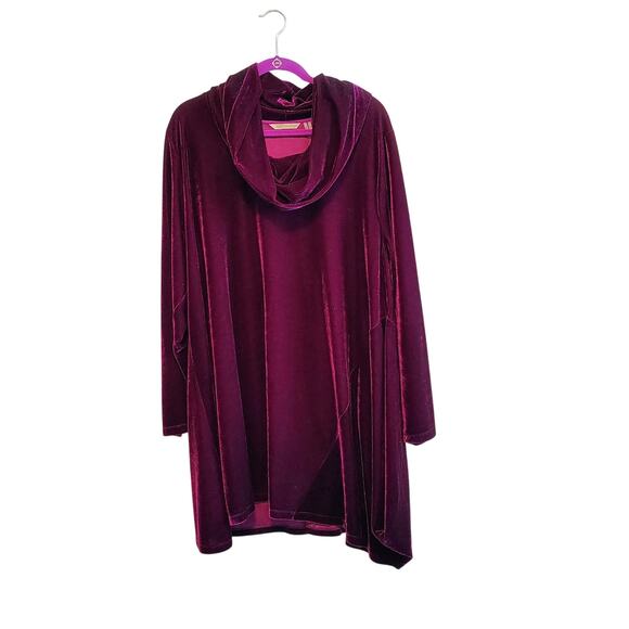 Soft Surroundings Women Plus Size 3x Velvet Cowl Neck Asymmetrical Hem Tunic Top - Picture 2 of 10